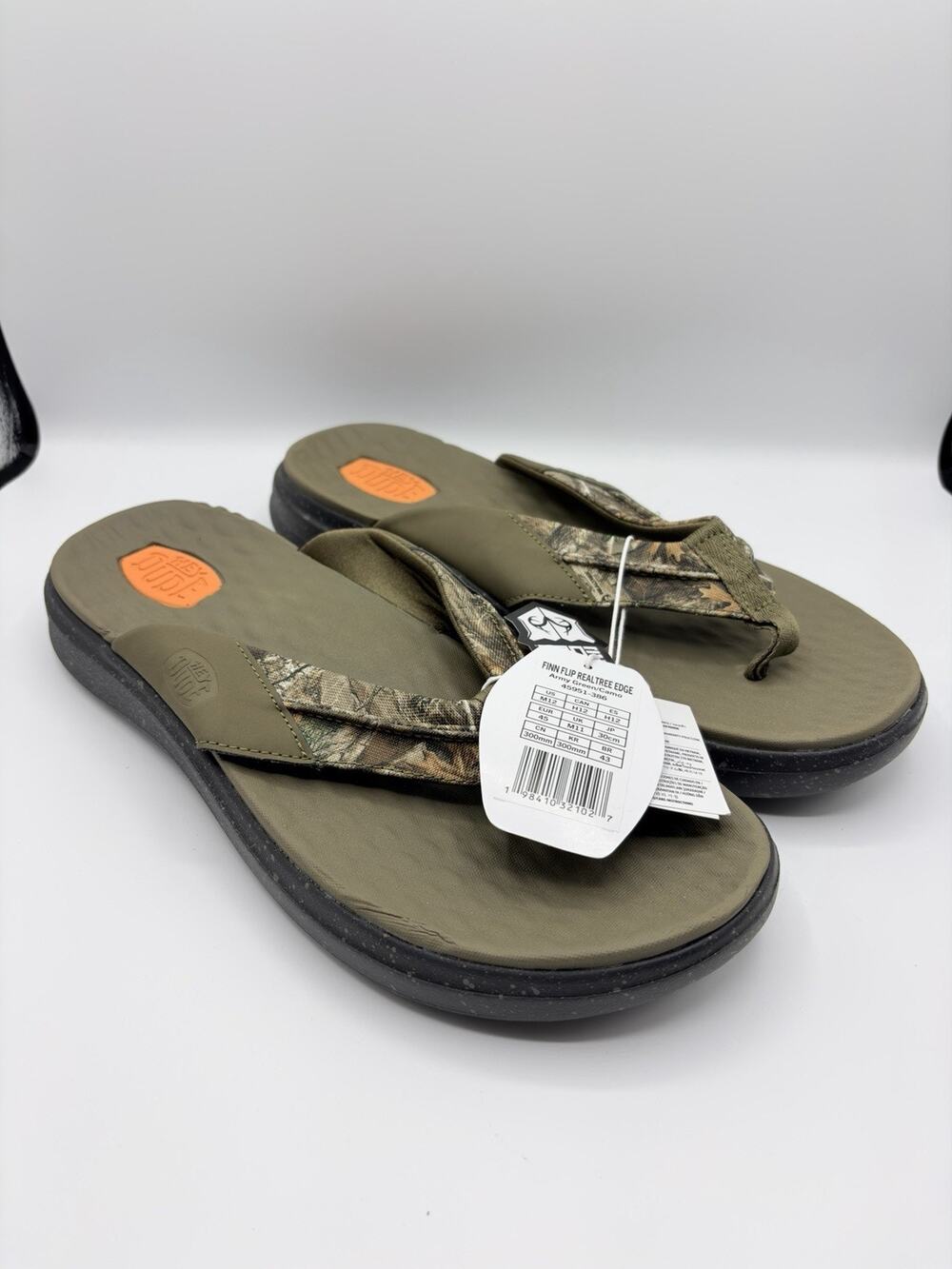 Hey Dude Finn Flip Realtree Edge Mens Sandals Flip Flops Sz 12 Army Green NWT